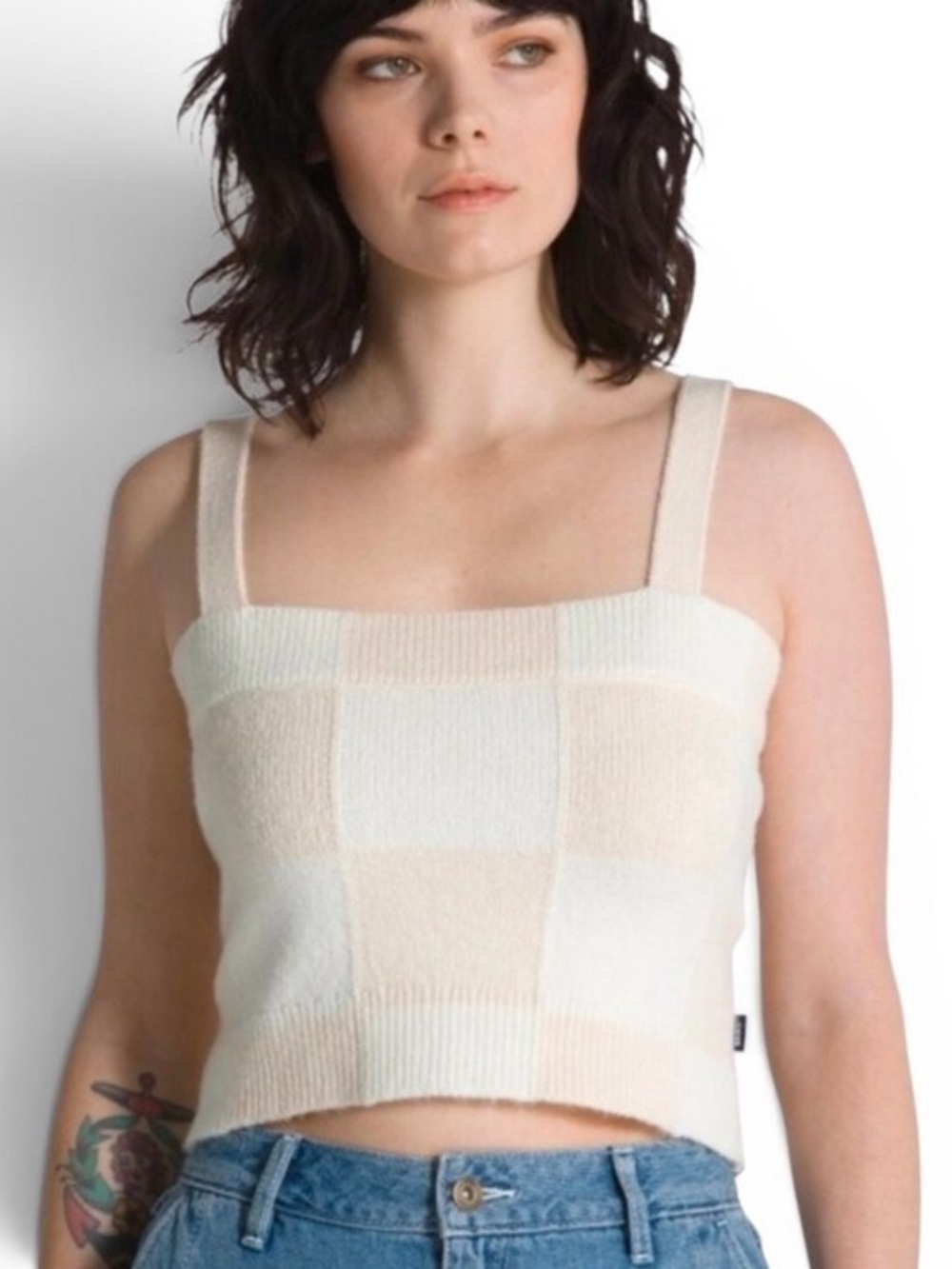 NWT NWT VANS Sydney Neutral Checkered Cropped Tank Top Size small